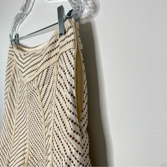 Nanette Lepore Cream and Brown Fluted Fit and Flare Skirt - Picture 3 of 10